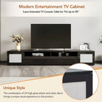 Meuble TV noir avec portes à ouverture par pression et éclairage LED