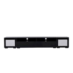 Meuble TV noir avec portes à ouverture par pression et éclairage LED