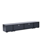 Meuble TV noir avec portes à ouverture par pression et éclairage LED