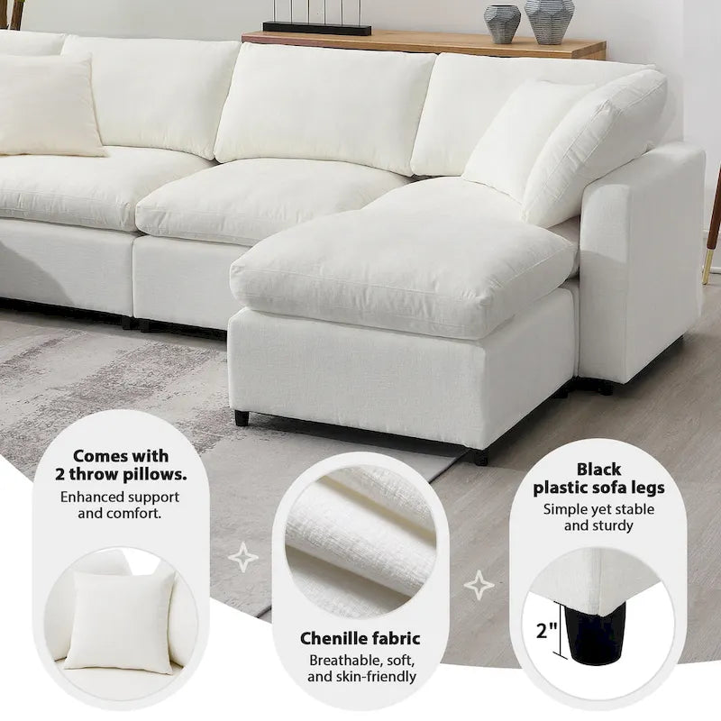 Canapé-lit modulaire d'angle en chenille