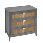 Commode 3 tiroirs en rotin naturel sculpté ajouré