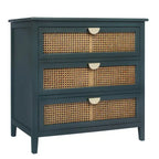 Commode 3 tiroirs en rotin naturel sculpté ajouré