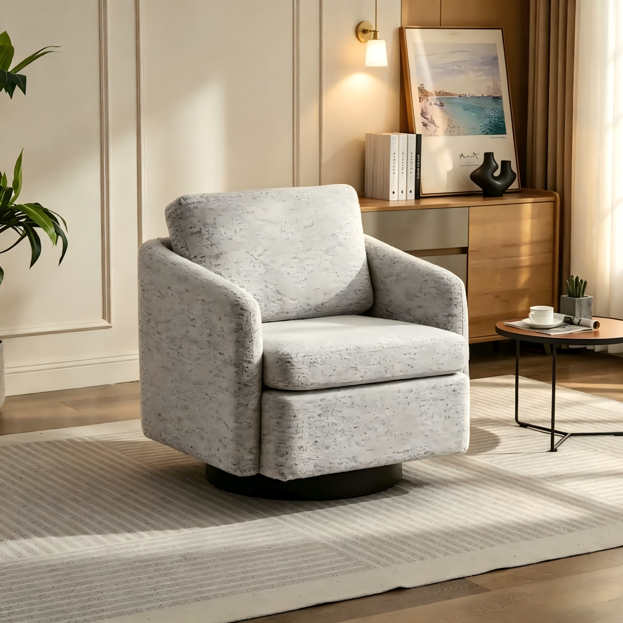 Fauteuil pivotant Chenille au design moderne et épuré