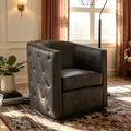 Chaise de bureau pivotante noire vieillie