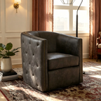 Chaise de bureau pivotante noire vieillie