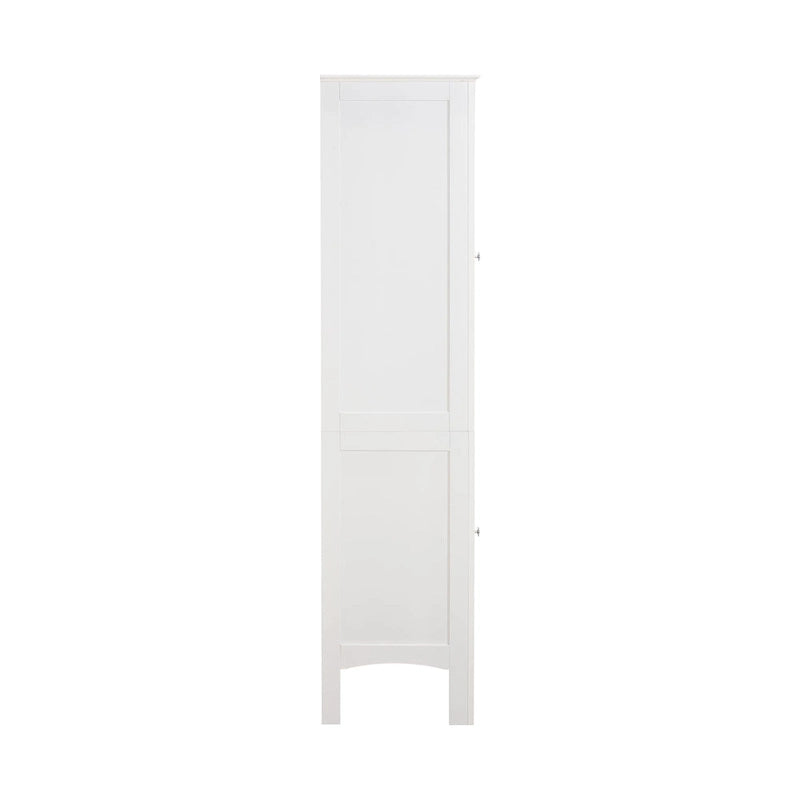 Meuble de salle de bain autoportant étroit à 5 niveaux avec 2 portes à persiennes