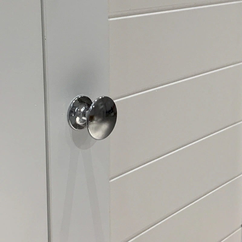 Meuble de salle de bain autoportant étroit à 5 niveaux avec 2 portes à persiennes