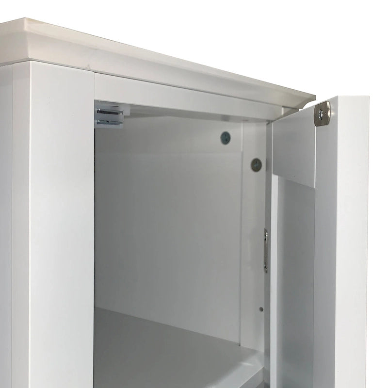 Meuble de salle de bain autoportant étroit à 5 niveaux avec 2 portes à persiennes