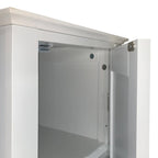 Meuble de salle de bain autoportant étroit à 5 niveaux avec 2 portes à persiennes