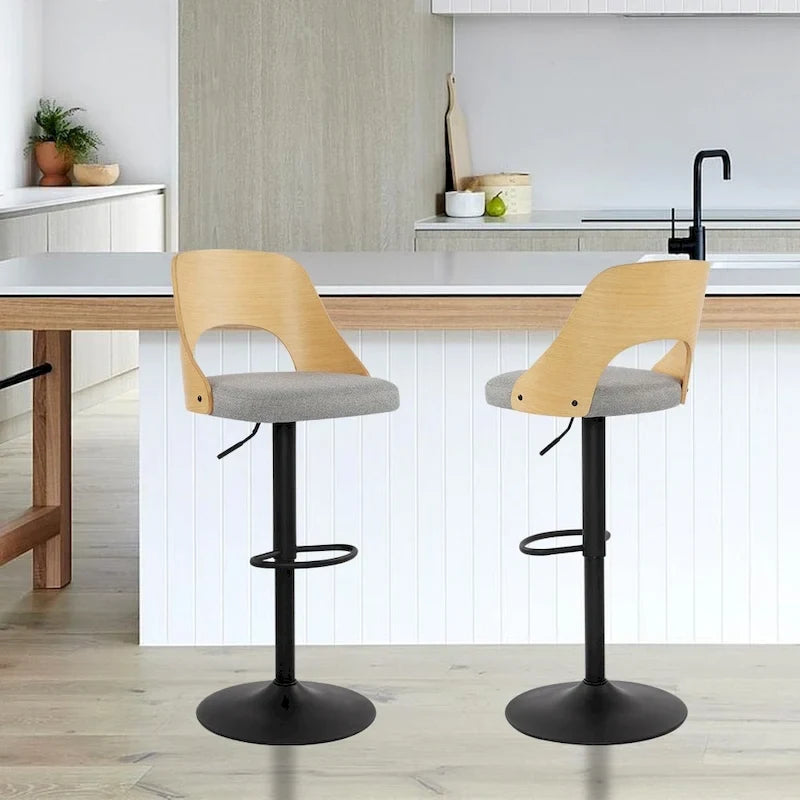 Tabourets de bar pivotants réglables avec assise rembourrée en tissu
