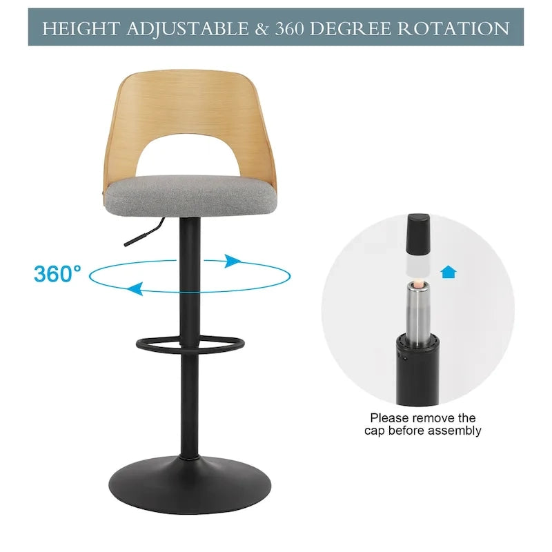 Tabourets de bar pivotants réglables avec assise rembourrée en tissu