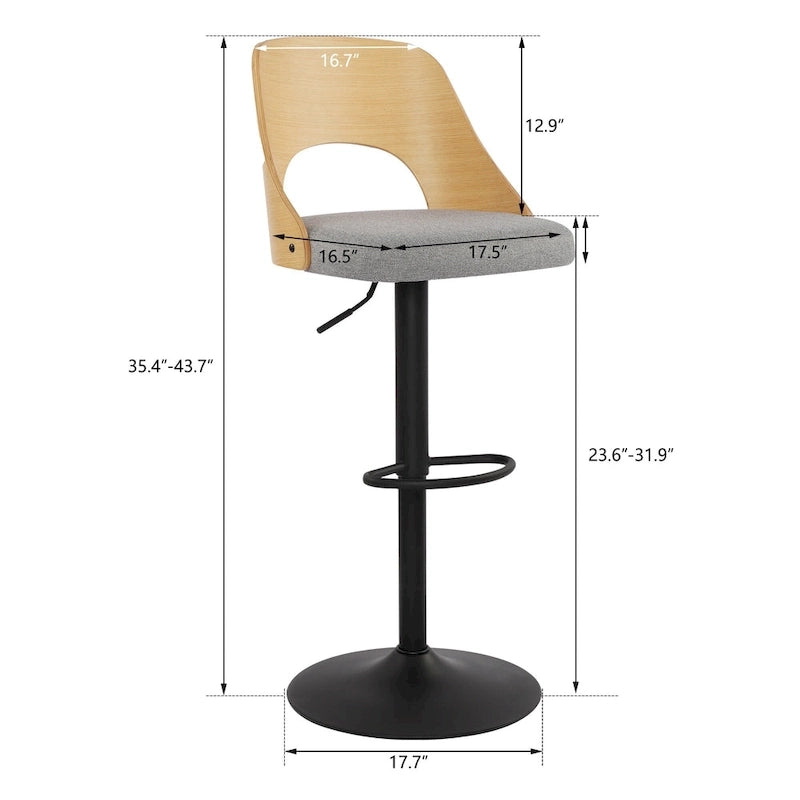 Tabourets de bar pivotants réglables avec assise rembourrée en tissu