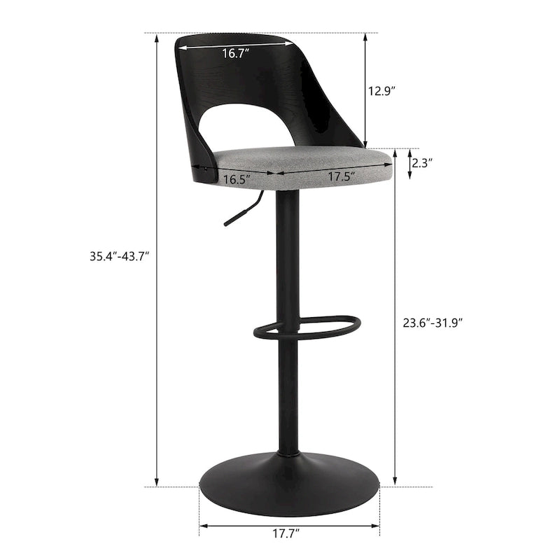 Tabourets de bar pivotants réglables avec assise rembourrée en tissu