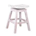Tabouret de comptoir pivotant en coquille de noix de coco blanche