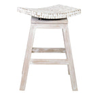 Tabouret de comptoir pivotant en coquille de noix de coco blanche