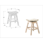 Tabouret de comptoir pivotant en coquille de noix de coco blanche