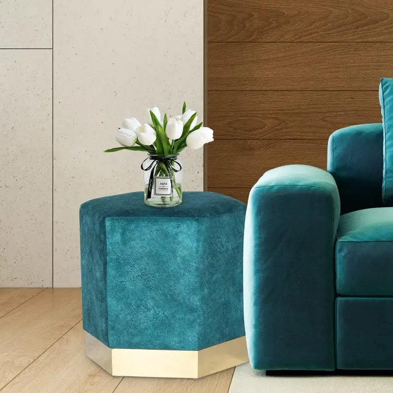 Tabouret de Maquillage Pouf Hexagonal Repose-pieds Rembourré