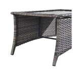 Table basse en osier d'extérieur, table d'appoint à plateau en verre