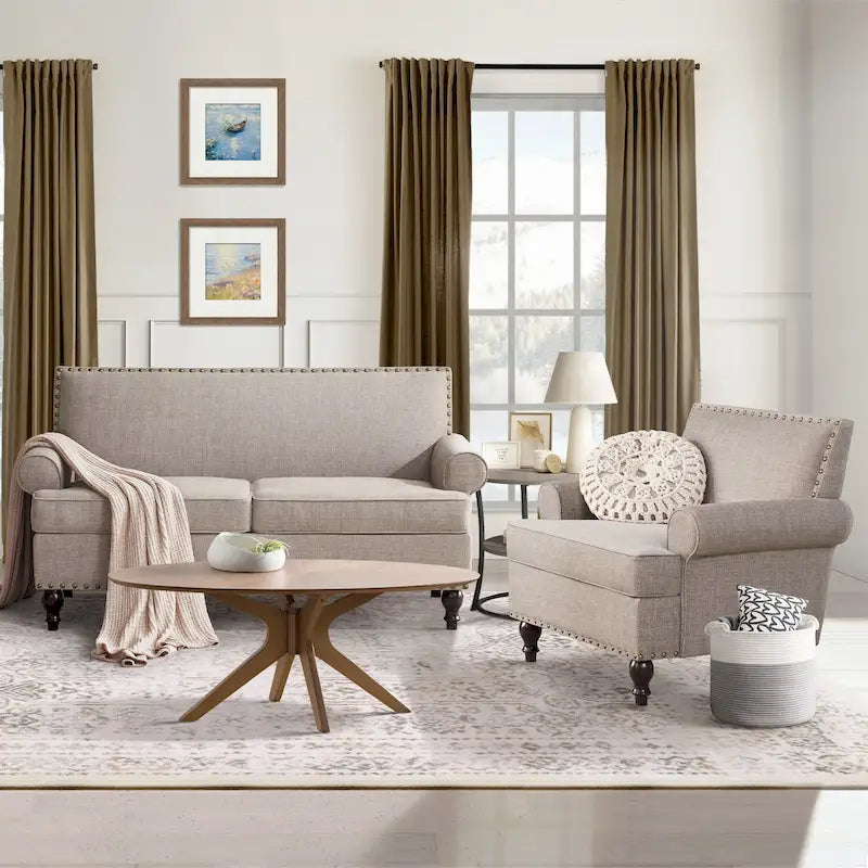 Fauteuil et causeuse en tissu