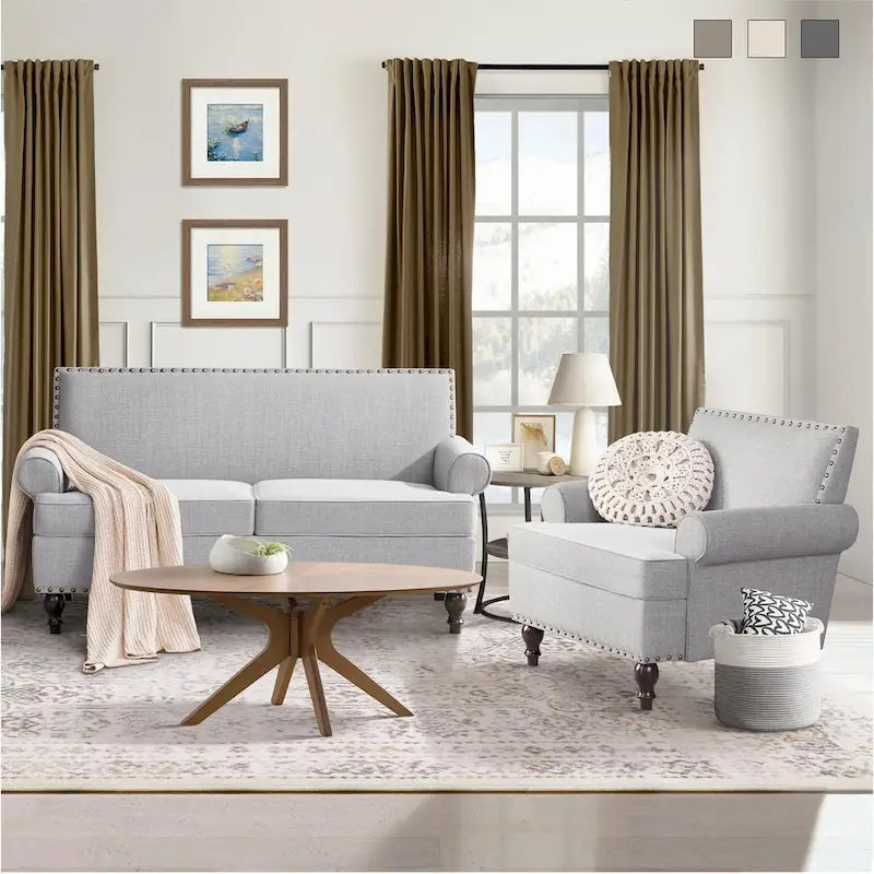 Fauteuil et causeuse en tissu
