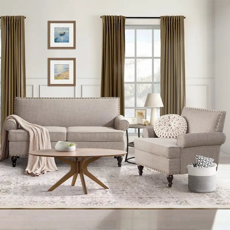 Fauteuil et causeuse en tissu