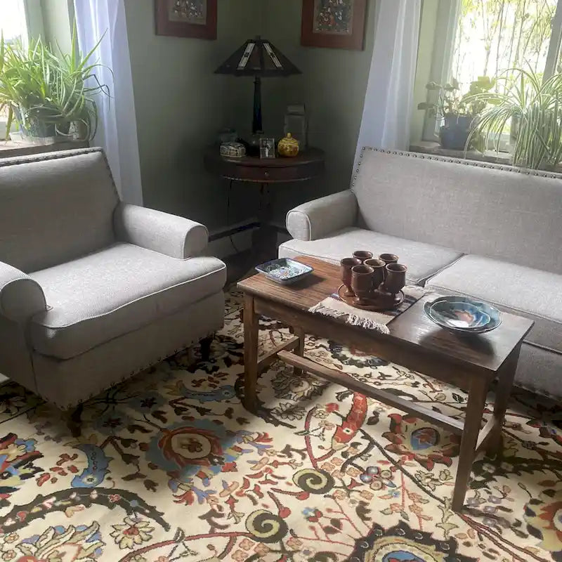 Fauteuil et causeuse en tissu