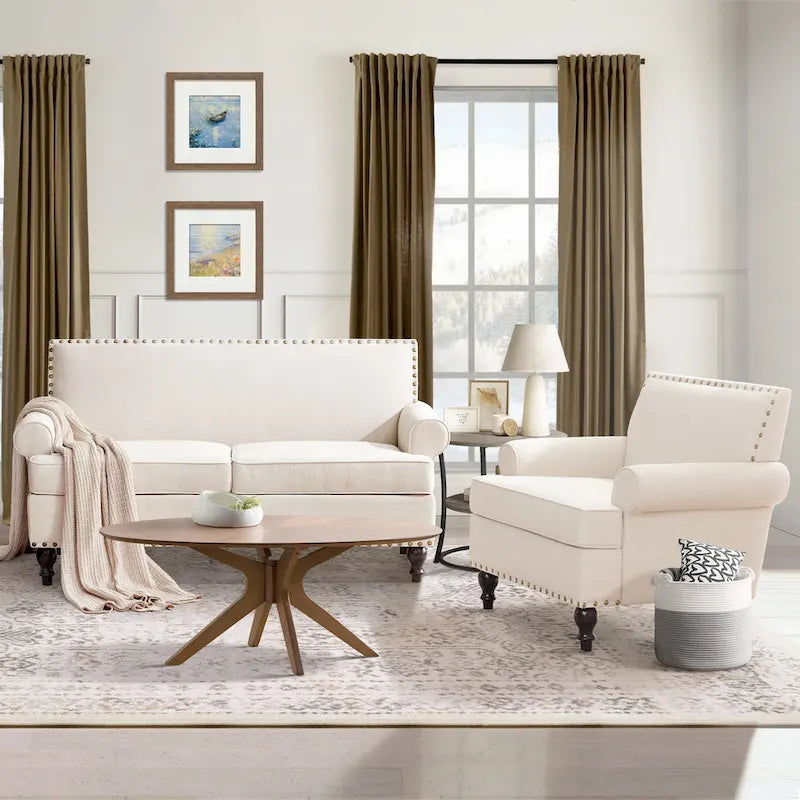 Fauteuil et causeuse en tissu