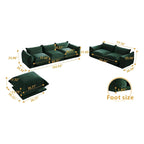 Canapé modulable en tissu chenille avec ottoman