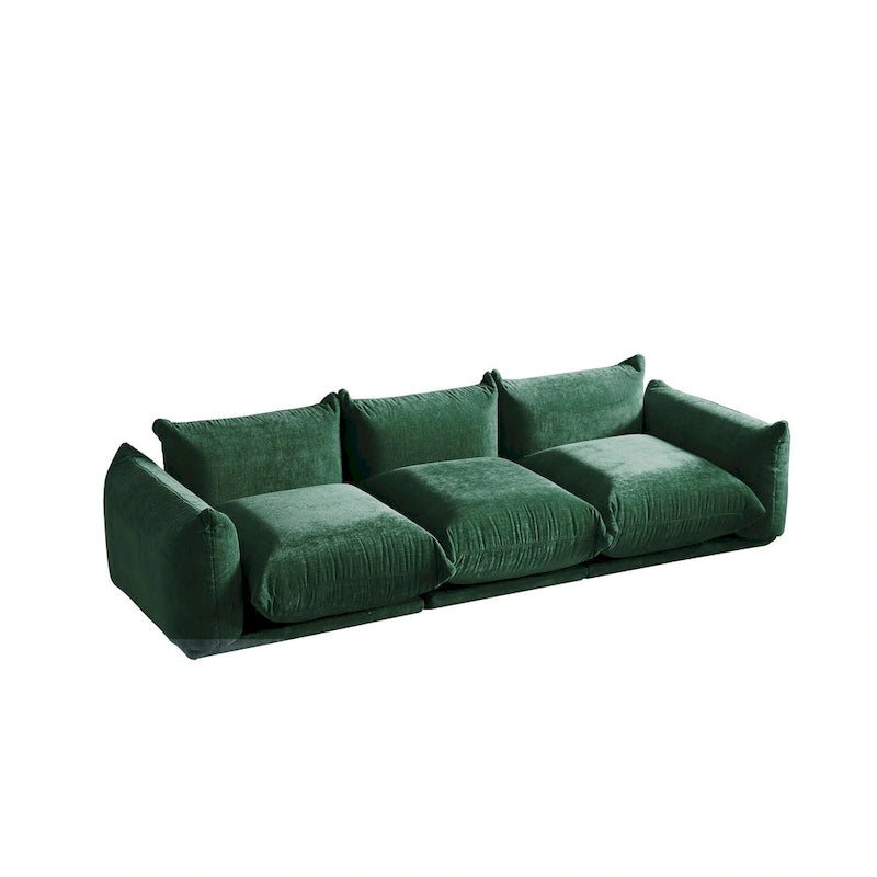 Canapé modulable en tissu chenille avec ottoman
