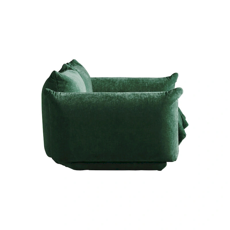 Canapé modulable en tissu chenille avec ottoman