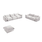 Canapé modulable en tissu chenille avec ottoman