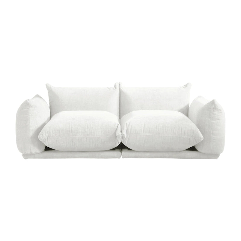 Canapé modulable en tissu chenille avec ottoman