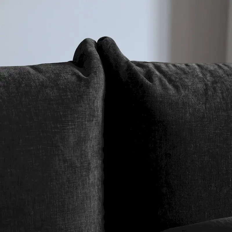 Canapé modulable en tissu chenille avec ottoman