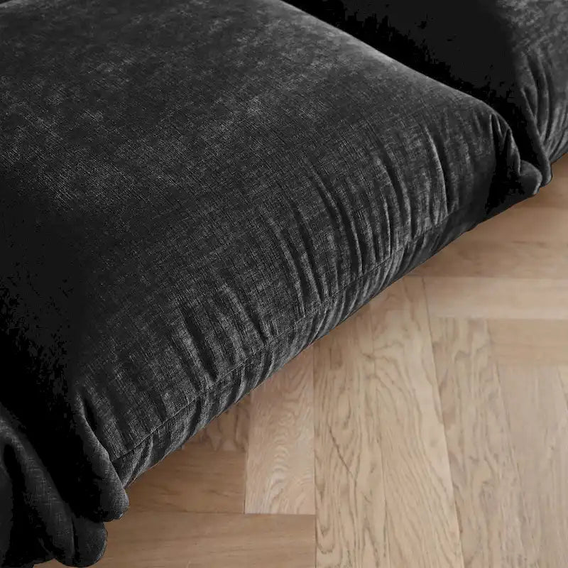 Canapé modulable en tissu chenille avec ottoman