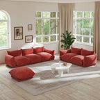 Canapé modulable en tissu chenille avec ottoman