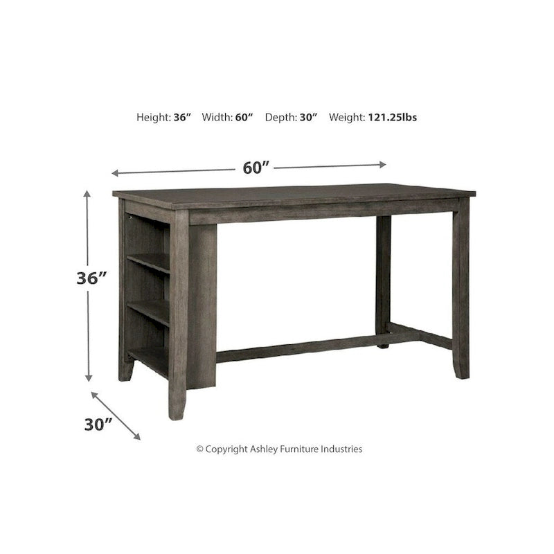 Table de salle à manger rectangulaire à hauteur de comptoir avec rangement
