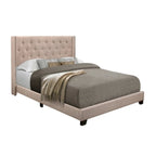 Lit capitonné en tissu beige