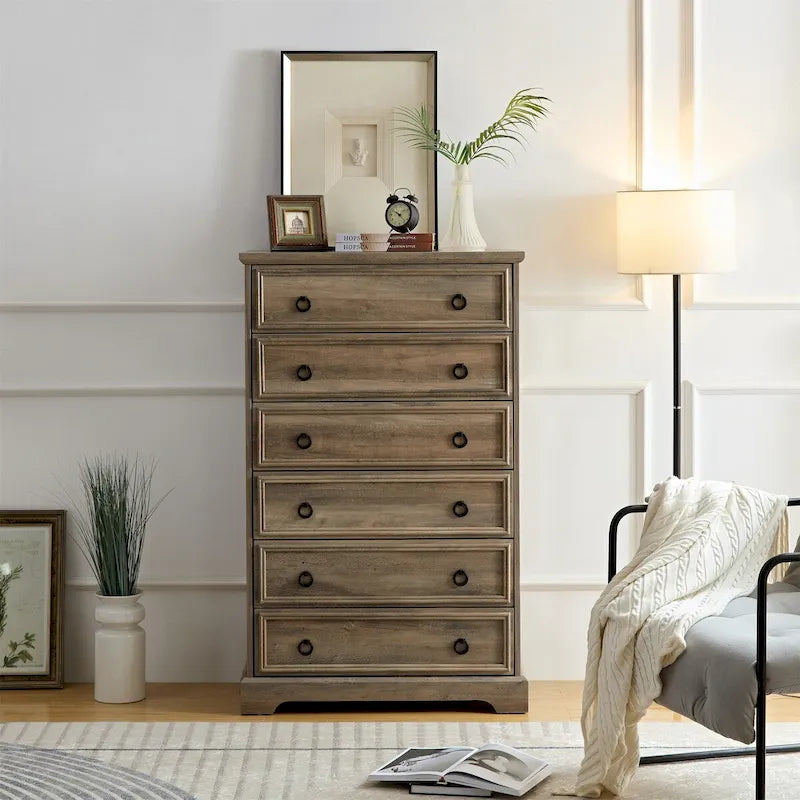 Organisateurs de placard commode modernes à 6 tiroirs pour chambre à coucher