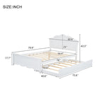 Lit plate-forme en bois avec tête de lit et lit gigogne double