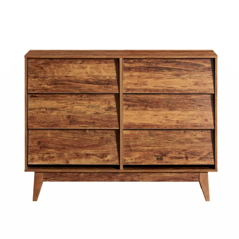 Commode double à 6 tiroirs au design biseauté et de style vintage