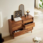 Commode double à 6 tiroirs au design biseauté et de style vintage