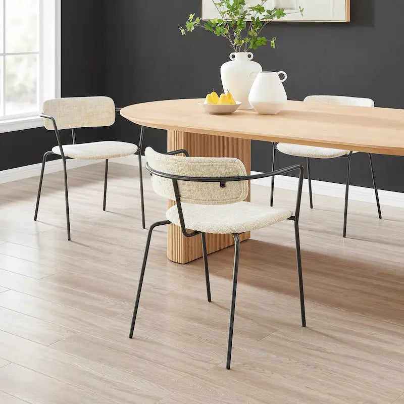 Chaise de salle à manger en tissu avec accoudoirs