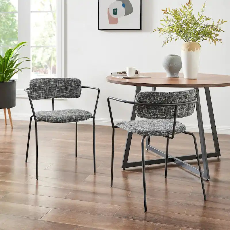 Chaise de salle à manger en tissu avec accoudoirs