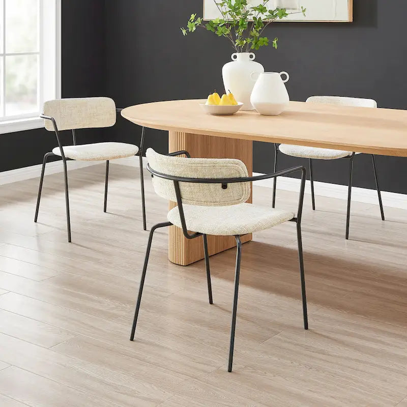 Chaise de salle à manger en tissu avec accoudoirs