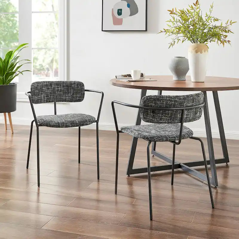 Chaise de salle à manger en tissu avec accoudoirs