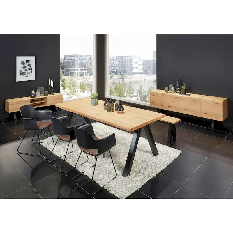 Table à manger scandinave à bord ondulé