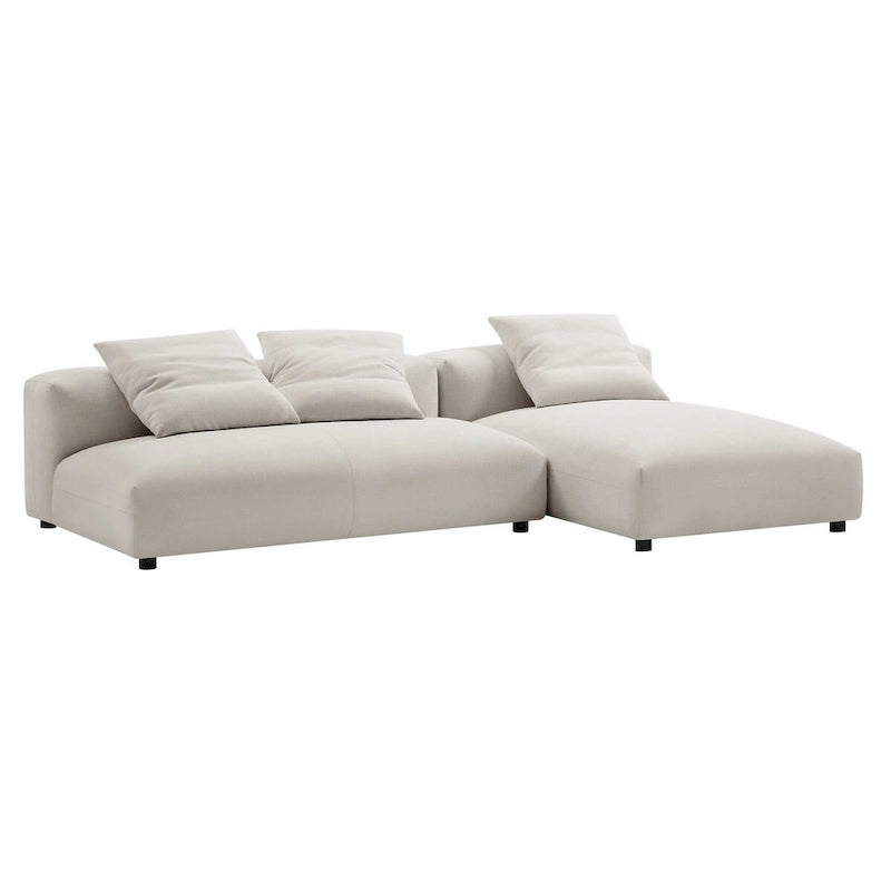 Canapé modulable en tissu rembourré avec méridienne
