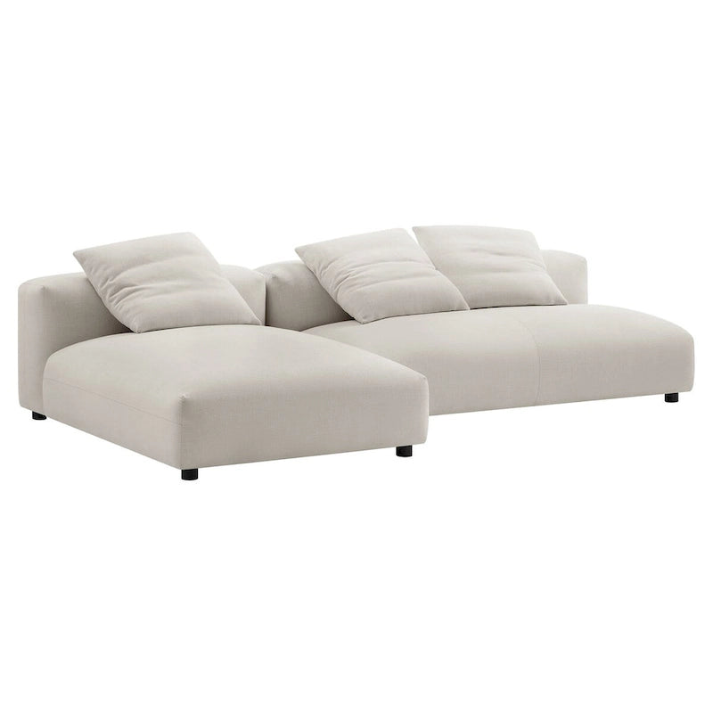 Canapé modulable en tissu rembourré avec méridienne