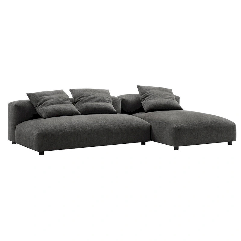 Canapé modulable en tissu rembourré avec méridienne