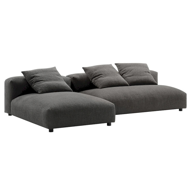 Canapé modulable en tissu rembourré avec méridienne